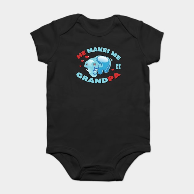 Funny Grandpa Elephant Baby Fathers Day T-Shirt Baby Bodysuit by Nassif